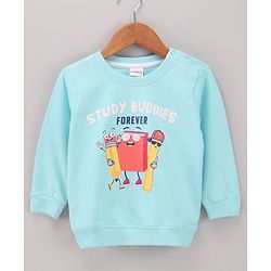 Babyhug Full Sleeves Cotton Knit Sweatshirt With Placement Print- Blue