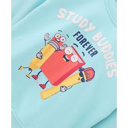 Babyhug Full Sleeves Cotton Knit Sweatshirt With Placement Print- Blue