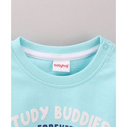 Babyhug Full Sleeves Cotton Knit Sweatshirt With Placement Print- Blue