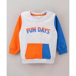 Babyhug Full Sleeves Cut & Sew Sweatshirt With Text Print - Multicolor