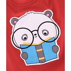 Babyhug Full Sleeves Cotton Knit Sweatshirt With Cartoon Print Applique - Red