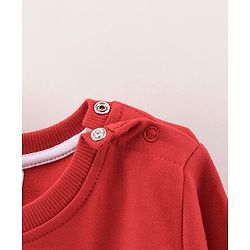 Babyhug Full Sleeves Cotton Knit Sweatshirt With Cartoon Print Applique - Red