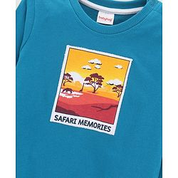 Babyhug Cotton Blend Full Sleeves Safari Printed Applique Sweatshirt -Blue