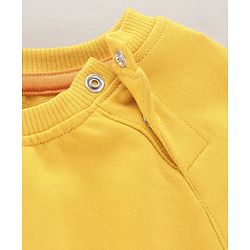 Babyhug Full Raglan Sleeves Sweatshirts With 3D Dinosaur Applique - Yellow
