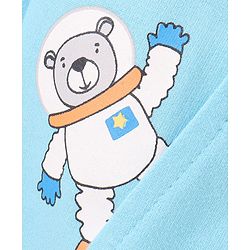 Babyhug Full Sleeves Knit Sweatshirt WIth Kangaroo Pocket & Text Print - Blue