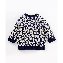 Babyhug Full Sleeves Abstract Design Sweater - Navy