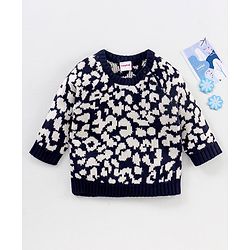 Babyhug Full Sleeves Abstract Design Sweater - Navy