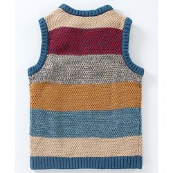 Babyhug Sleeveless Knit Sweater Striped - Multicolour