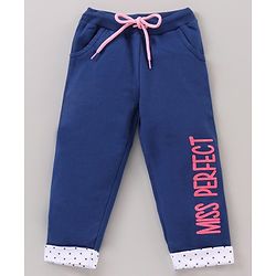 Babyhug Full Sleeves Top & Lounge Pant Miss Perfect Print - Pink Blue