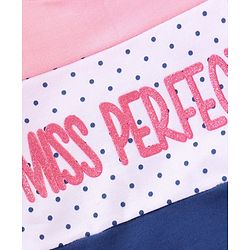 Babyhug Full Sleeves Top & Lounge Pant Miss Perfect Print - Pink Blue