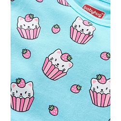 Babyhug Cotton Knit Short Sleeves Ice Cream Printed Onesies With Hairband - Blue