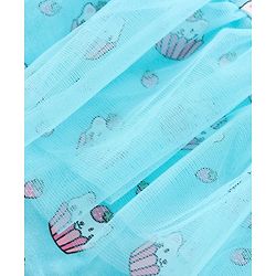 Babyhug Cotton Knit Short Sleeves Ice Cream Printed Onesies With Hairband - Blue