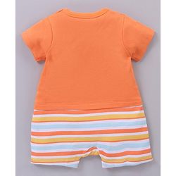 Babyhug 100% Cotton Half Sleeves Romper Airplane Print - Orange