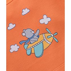 Babyhug 100% Cotton Half Sleeves Romper Airplane Print - Orange