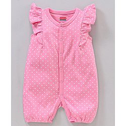 Babyhug 100% Cotton Half Sleeve Romper Kittens and Spot Print Pack of 2 - Pink and Blue