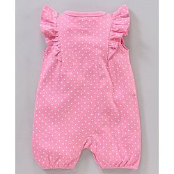 Babyhug 100% Cotton Half Sleeve Romper Kittens and Spot Print Pack of 2 - Pink and Blue