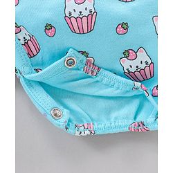 Babyhug 100% Cotton Half Sleeve Romper Kittens and Spot Print Pack of 2 - Pink and Blue