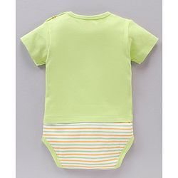 Babyhug 100% Cotton Half Sleeves Striped and Animal Printed Onesies Pack of 3 - Multicolour