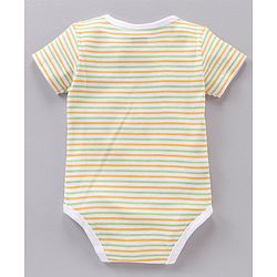 Babyhug 100% Cotton Half Sleeves Striped and Animal Printed Onesies Pack of 3 - Multicolour