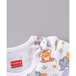 Babyhug 100% Cotton Half Sleeves Striped and Animal Printed Onesies Pack of 3 - Multicolour