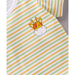 Babyhug 100% Cotton Half Sleeves Striped and Animal Printed Onesies Pack of 3 - Multicolour