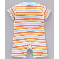 Babyhug 100% Cotton Half Sleeves Striped Rompers Pack Of 2 - Multicolor