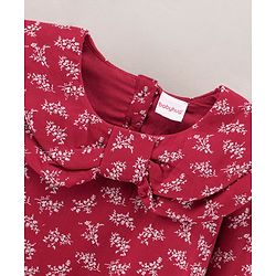 Babyhug Full Sleeves Printed Rayon Top With Frill Detailing- Red