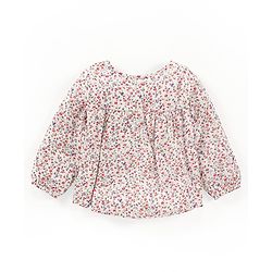 Babyhug Full Sleeves Rayon Top With Floral Print And Frill Detailing- White