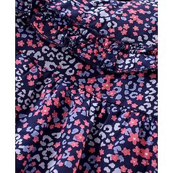 Babyhug Full Sleeves Rayon Top With Floral Print And Frill Detailing- Navy Blue
