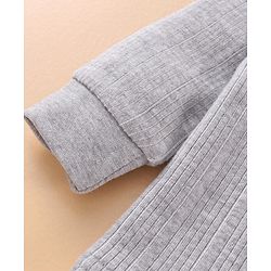 Babyhug Full Sleeves Pullover Vest & Pant Thermal Wear - Light Grey