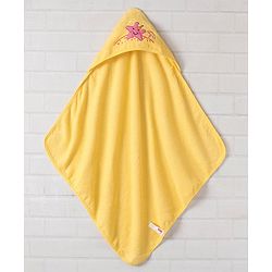 Babyhug Hooded Towel Star Printed - Yellow