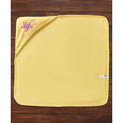 Babyhug Hooded Towel Star Printed - Yellow