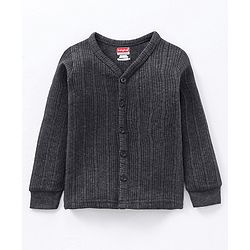 Babyhug Full Sleeves Solid Thermal Wear Set - Dark Grey
