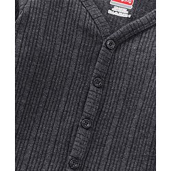 Babyhug Full Sleeves Solid Thermal Wear Set - Dark Grey
