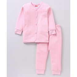 Babyhug Full Sleeves Solid Color Thermal Innerwear Set - Pink