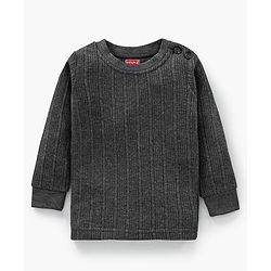 Babyhug Cotton Mix Full Sleeves Solid Thermal Vest - Dark Grey
