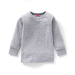 Babyhug Full Sleeves Solid Colour Thermal Vest - Light Grey