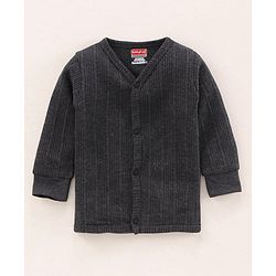 Babyhug Full Sleeves Front Open Thermal Vest Solid- Dark Grey