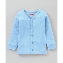 Babyhug Full Sleeves Thermal Vest Solid Striped Texture - Blue