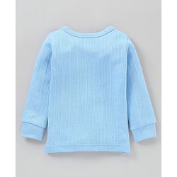 Babyhug Full Sleeves Thermal Vest Solid Striped Texture - Blue