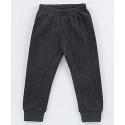 Babyhug Cotton Full Length Thermal Pants Solid - Dark Grey