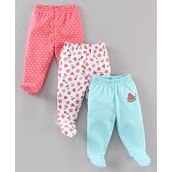 Babyhug Cotton Bootie Leggings Multi Printed Pack of 3 - Multicolour