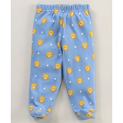 Babyhug Cotton Striped Bootie Leggings Lion Face Print Pack Of 3 - Multicolor