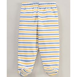 Babyhug Cotton Striped Bootie Leggings Lion Face Print Pack Of 3 - Multicolor