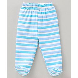 Babyhug 100% Cotton Bootie Leggings Striped Pack of 3 - Blue