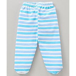 Babyhug 100% Cotton Bootie Leggings Striped Pack of 3 - Blue