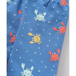 Babyhug Cotton Knit Footed Bootie Leggings Striped & Crabs Printed Pack of 3 - Multicolor