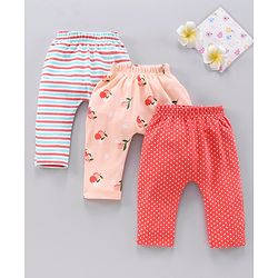 Babyhug Full Length Striped Diaper Pants Multiprint Pack of 3 - Multicolor