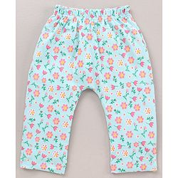 Babyhug Cotton Knit Full Length  Diaper Leggings Solid and Floral Printed Pack of 3 - Pink Yellow White