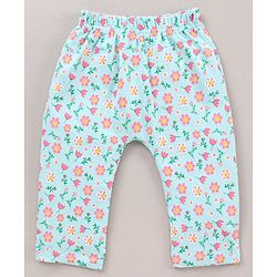 Babyhug Cotton Knit Full Length  Diaper Leggings Solid and Floral Printed Pack of 3 - Pink Yellow White